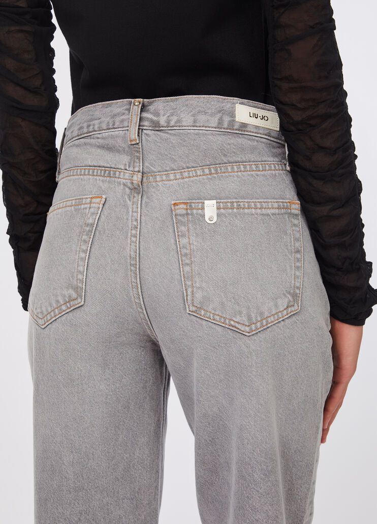 Jeans straight con strass denim grigio Liu Jo - large image number 4