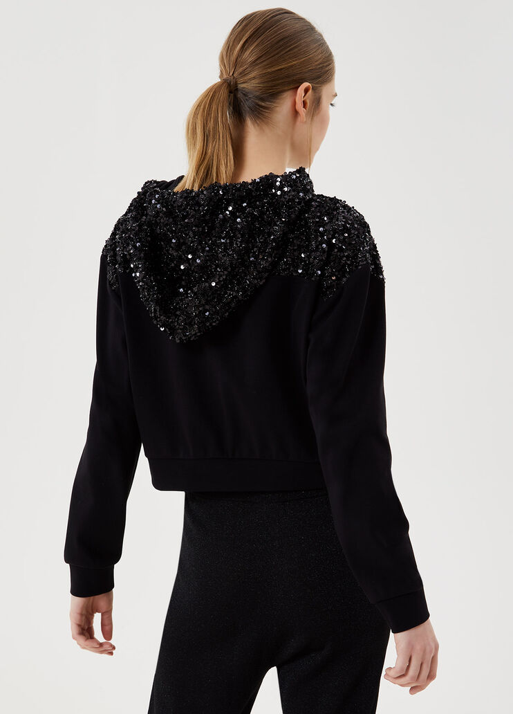 Sweatshirt with hood and sequins Black Liu Jo - large image number 1
