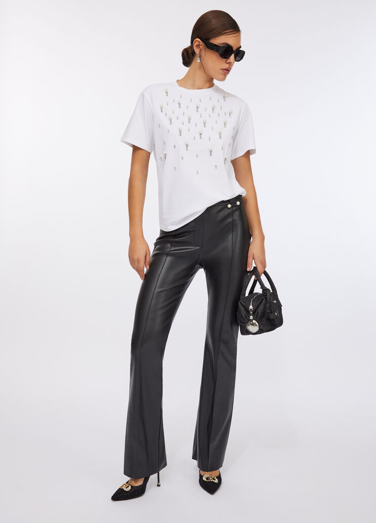 T-shirt with pearls and rhinestones white Liu Jo - large image number 5