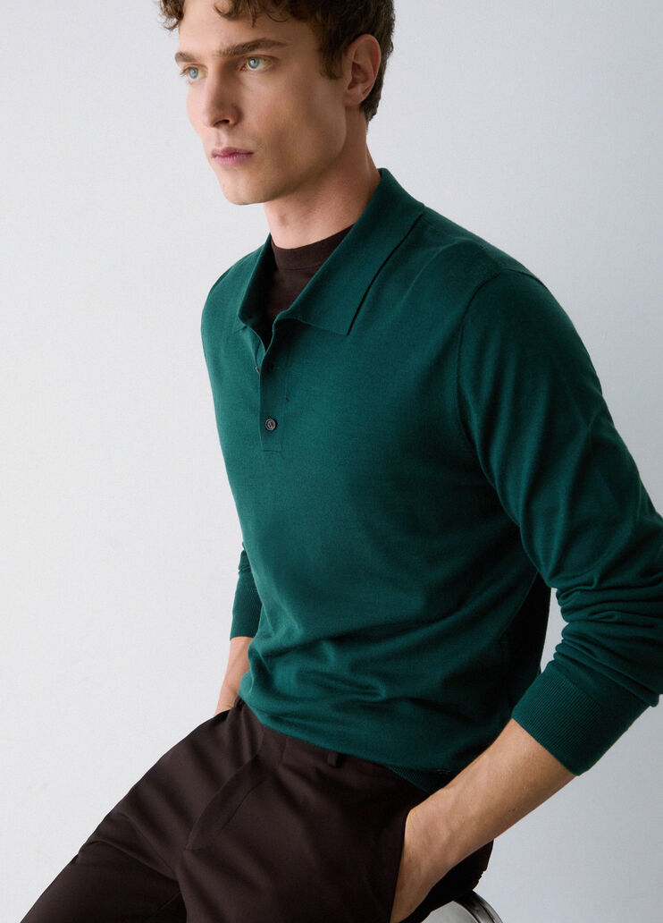 Merino Wool Polo forest green Liu Jo - medium