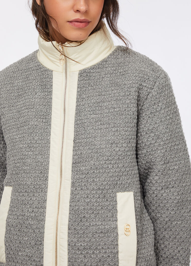 Jacke aus gestepptem Nylon und Mesh Grau mit Nadelstreifen Liu Jo - large image number 3