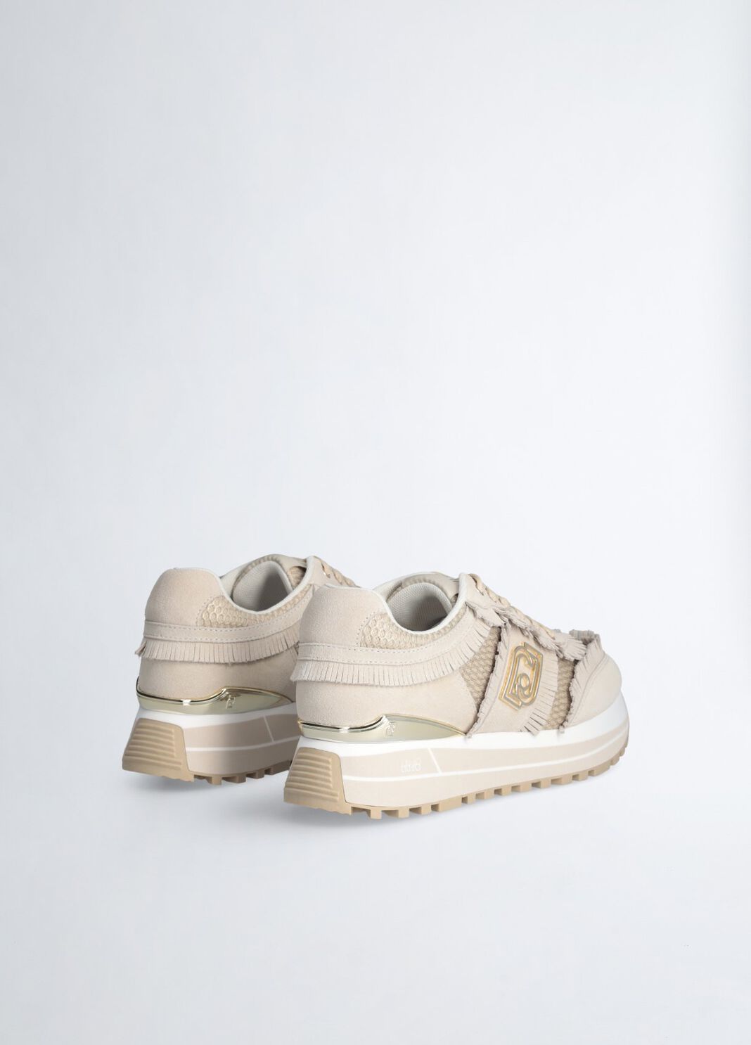 Sneakers compens&eacute;es avec franges beige Liu Jo - large image number 2