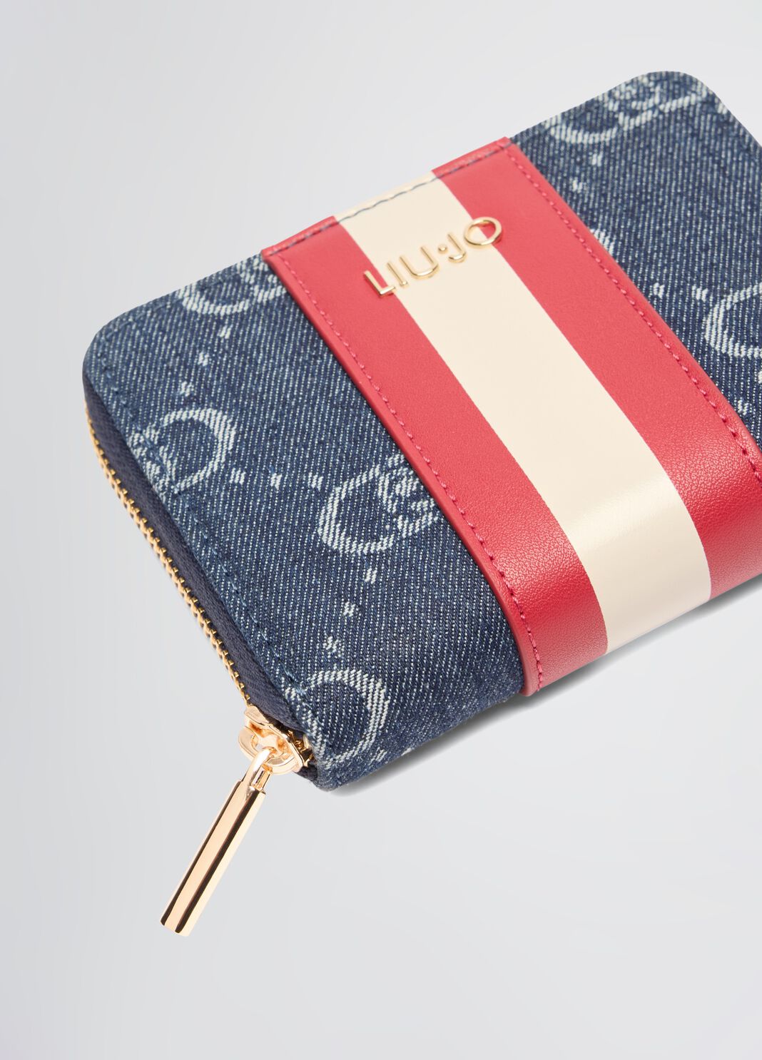 Jacquard zip-around wallet blue denim Liu Jo - large image number 4