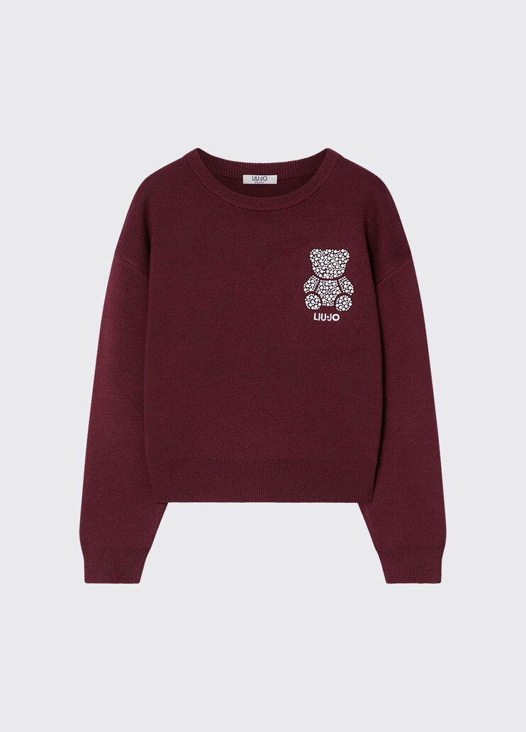 Sweater with jewel embroidery dark red Liu Jo - medium