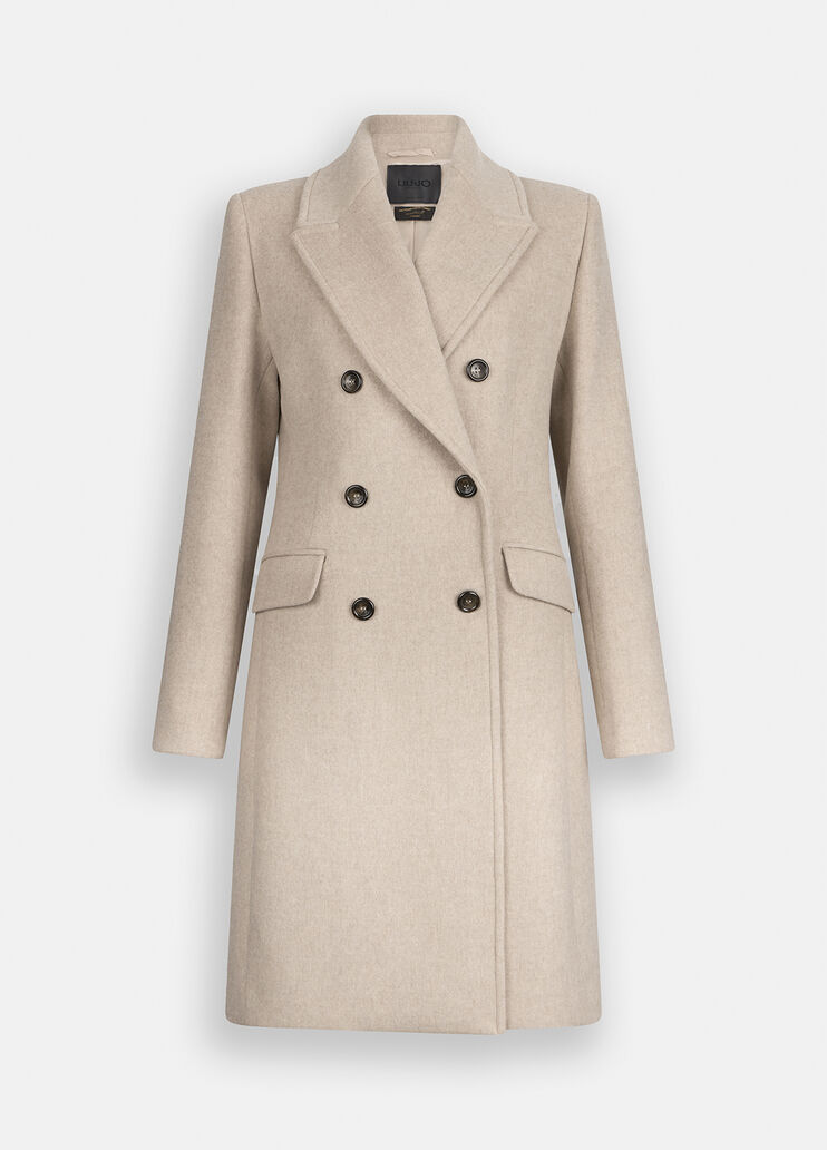 Double-breasted wool coat beige Liu Jo - large image number 6
