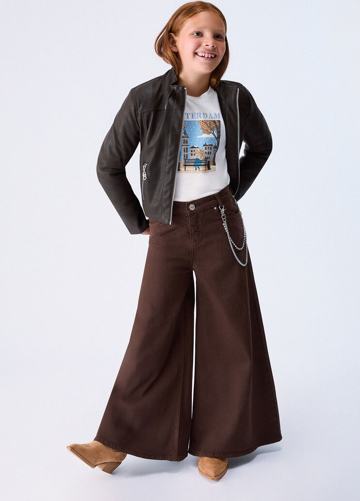Wide-leg trousers with chain chocolate Liu Jo - medium