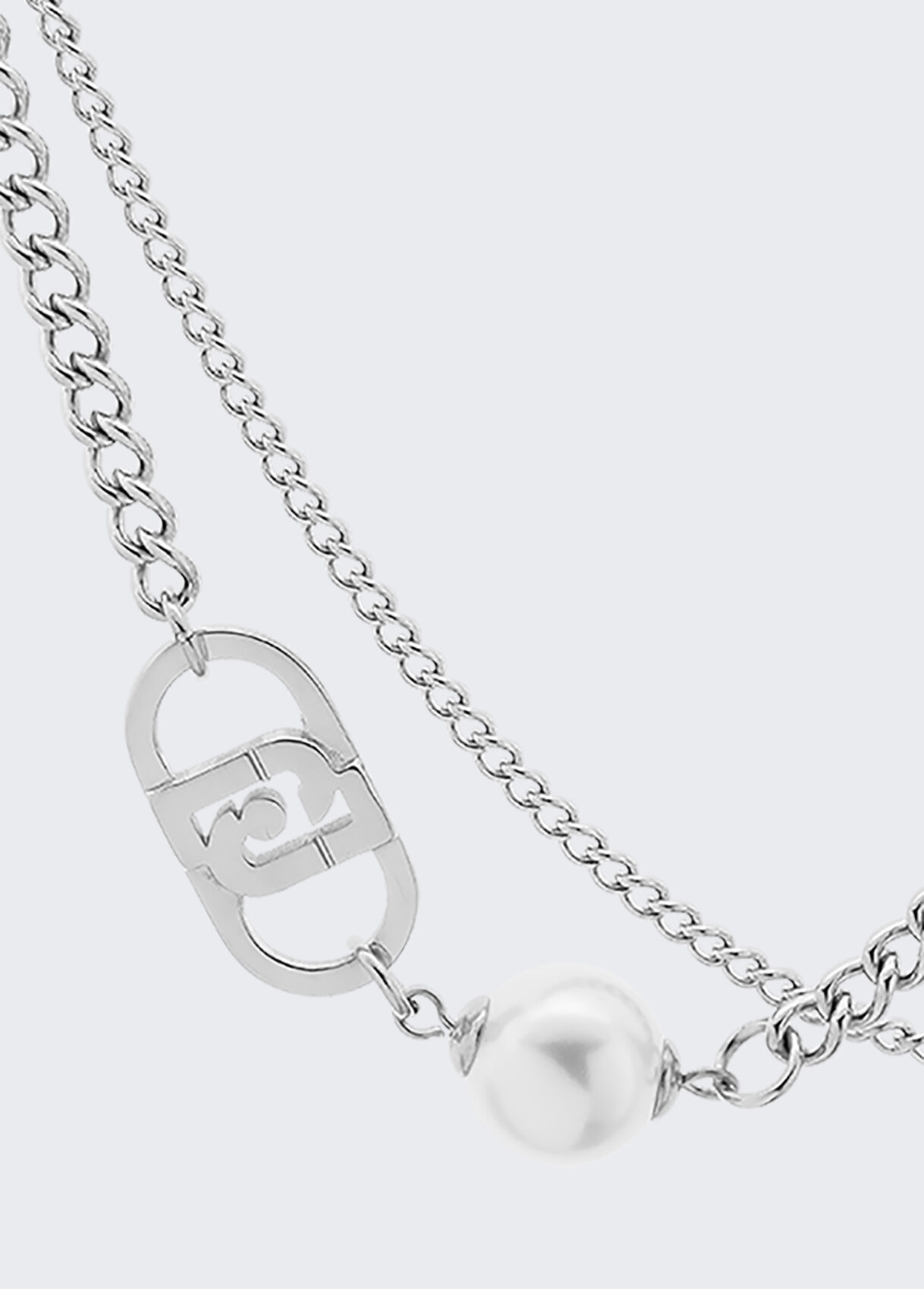 Multi-strand necklace with pearl colour silver | Liu Jo