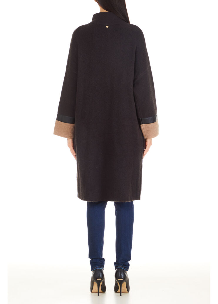 Manteau en maile double noir et camel Liu Jo - large image number 1