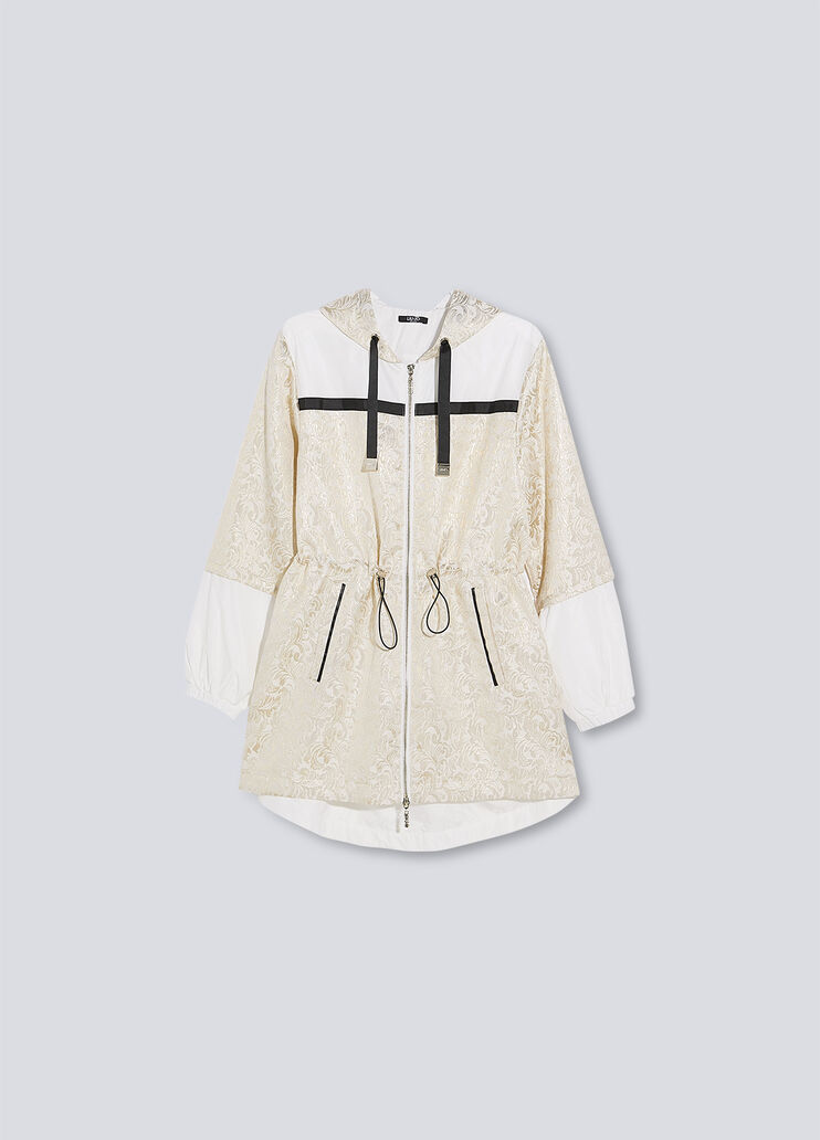 Brocade jacket with hood White/Light gold Liu Jo - large image number 4 Brocade jacket with hood White/Light gold Liu Jo - large image number 4
