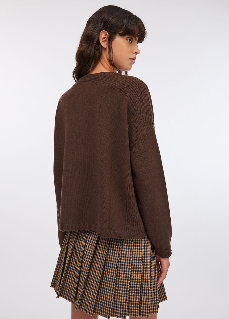 100% wool jumper with bejewelled embroidery chocolate Liu Jo - large image number 1