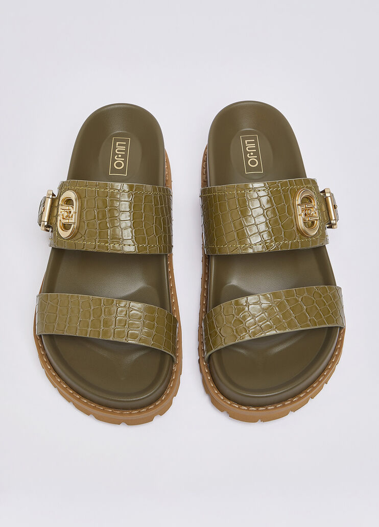 Crocodile-print sandals khaki green Liu Jo - medium