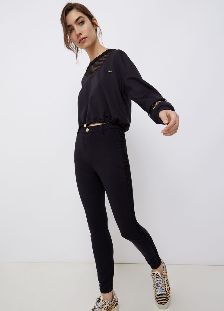 Sweatshirt with mesh inserts black Liu Jo - large image number 3 Sweatshirt with mesh inserts black Liu Jo - large image number 3