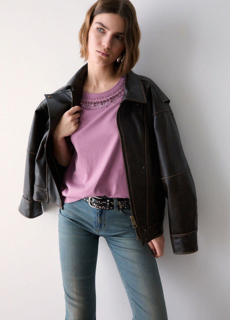 T-shirt with jewel embroidery pink Liu Jo - medium