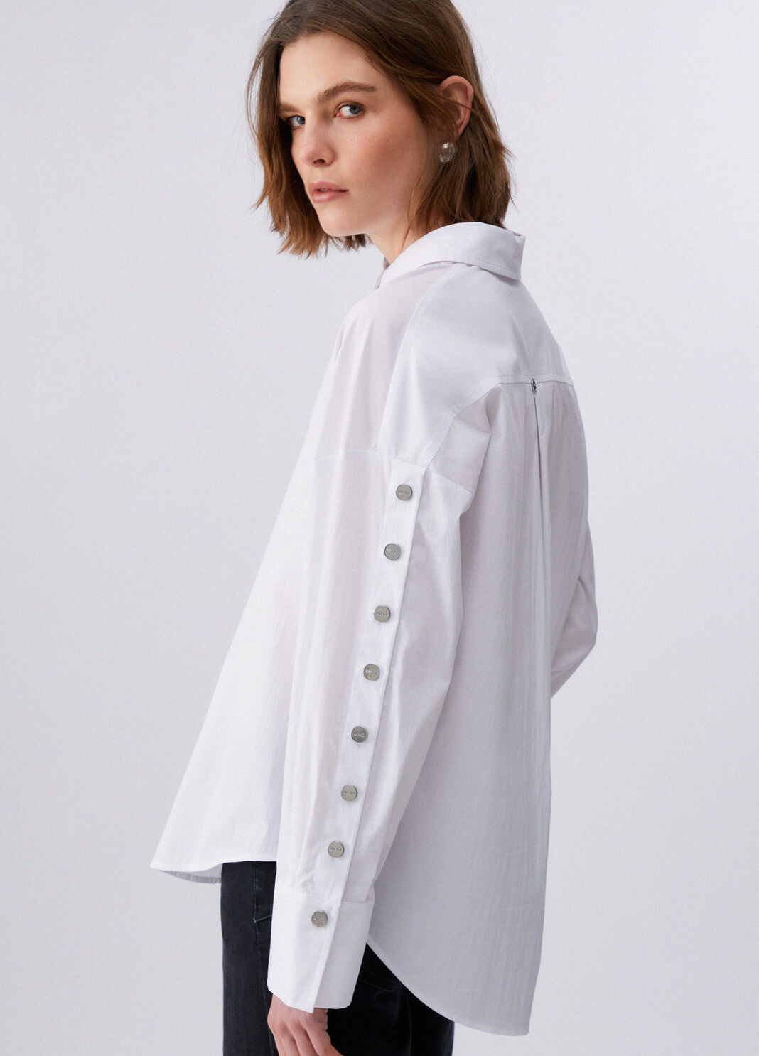 Poplin shirt with studs white Liu Jo - large image number 4