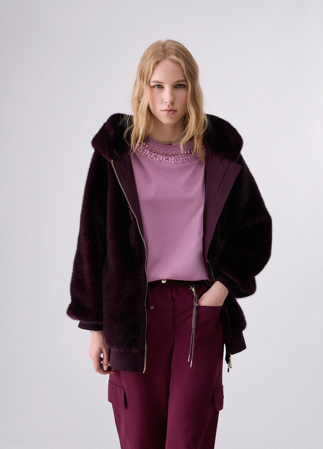 Oversized Teddy Jacket aubergine Liu Jo - large image number 0