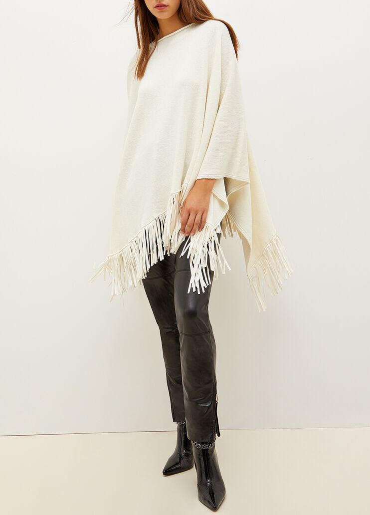 Poncho with fringes cream Liu Jo - large image number 0