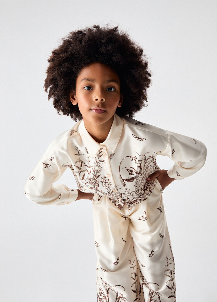 Рубашка из принтованного атласа сливочно-белый Liu Jo - medium