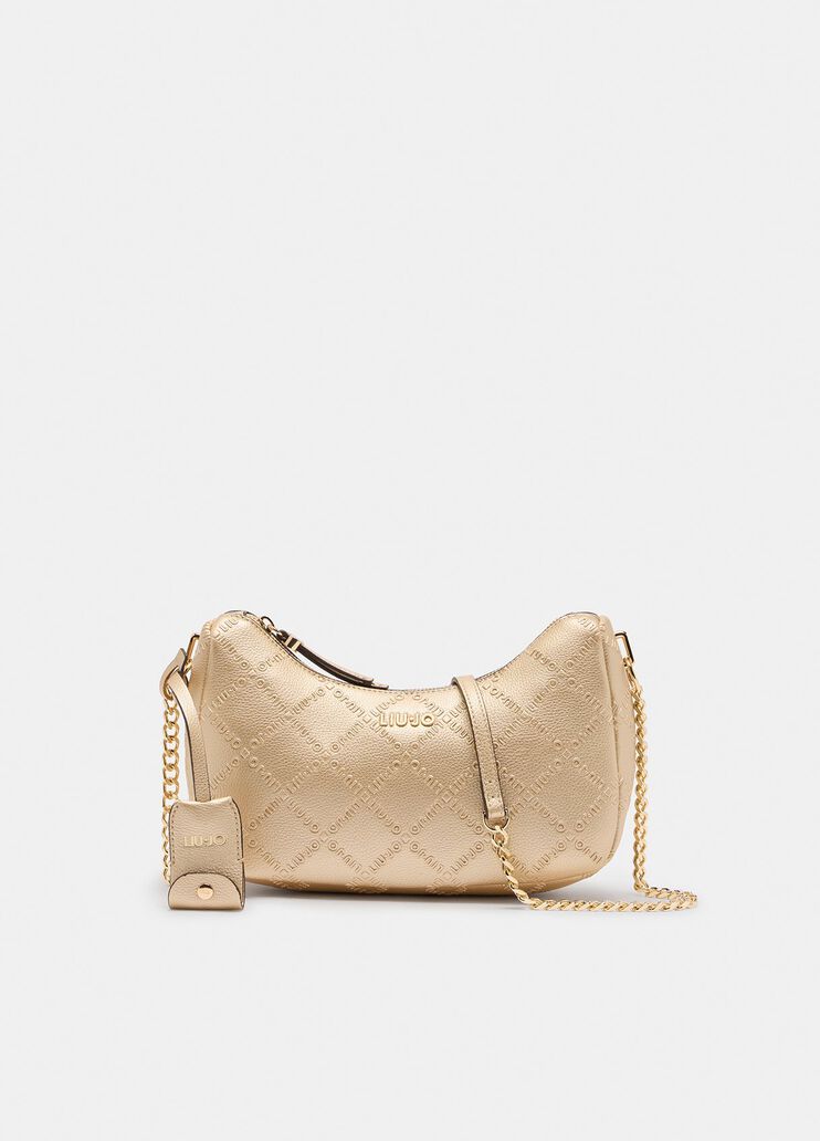 Borsa a tracolla piccola con logo oro chiaro Liu Jo - medium