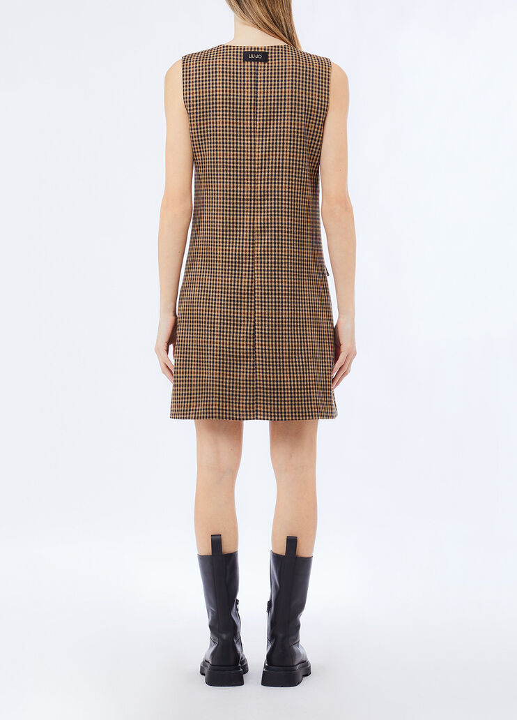 Kurzes kariertes Kleid Beige Liu Jo - medium