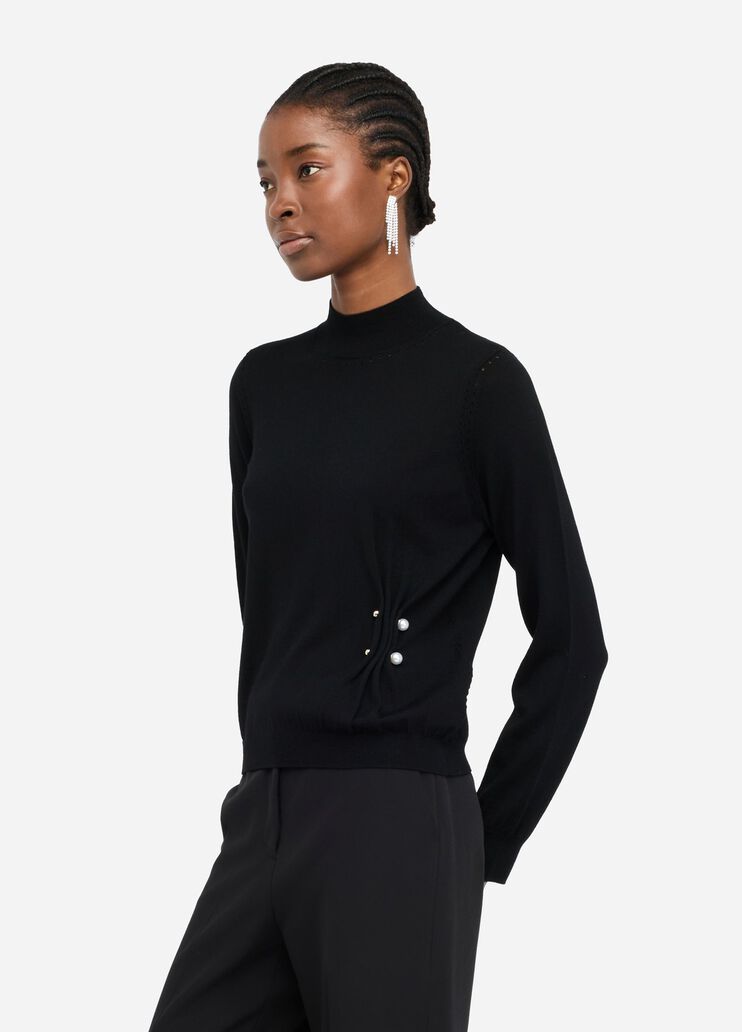 Pull en laine avec perles noir Liu Jo - medium
