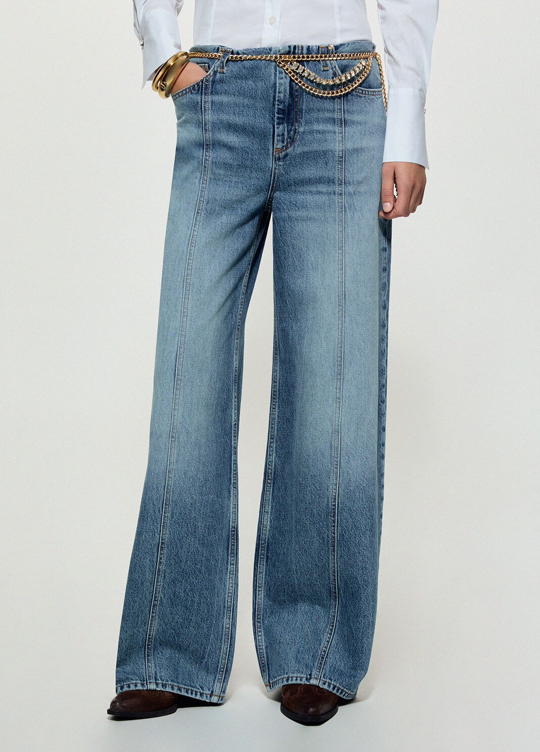 Flare-Jeans mit G&uuml;rtel Schmuck heller Denim Liu Jo - large image number 0