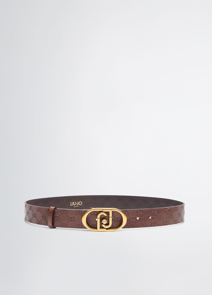 Leather belt with logo dark brown Liu Jo - medium Leather belt with logo dark brown Liu Jo - medium