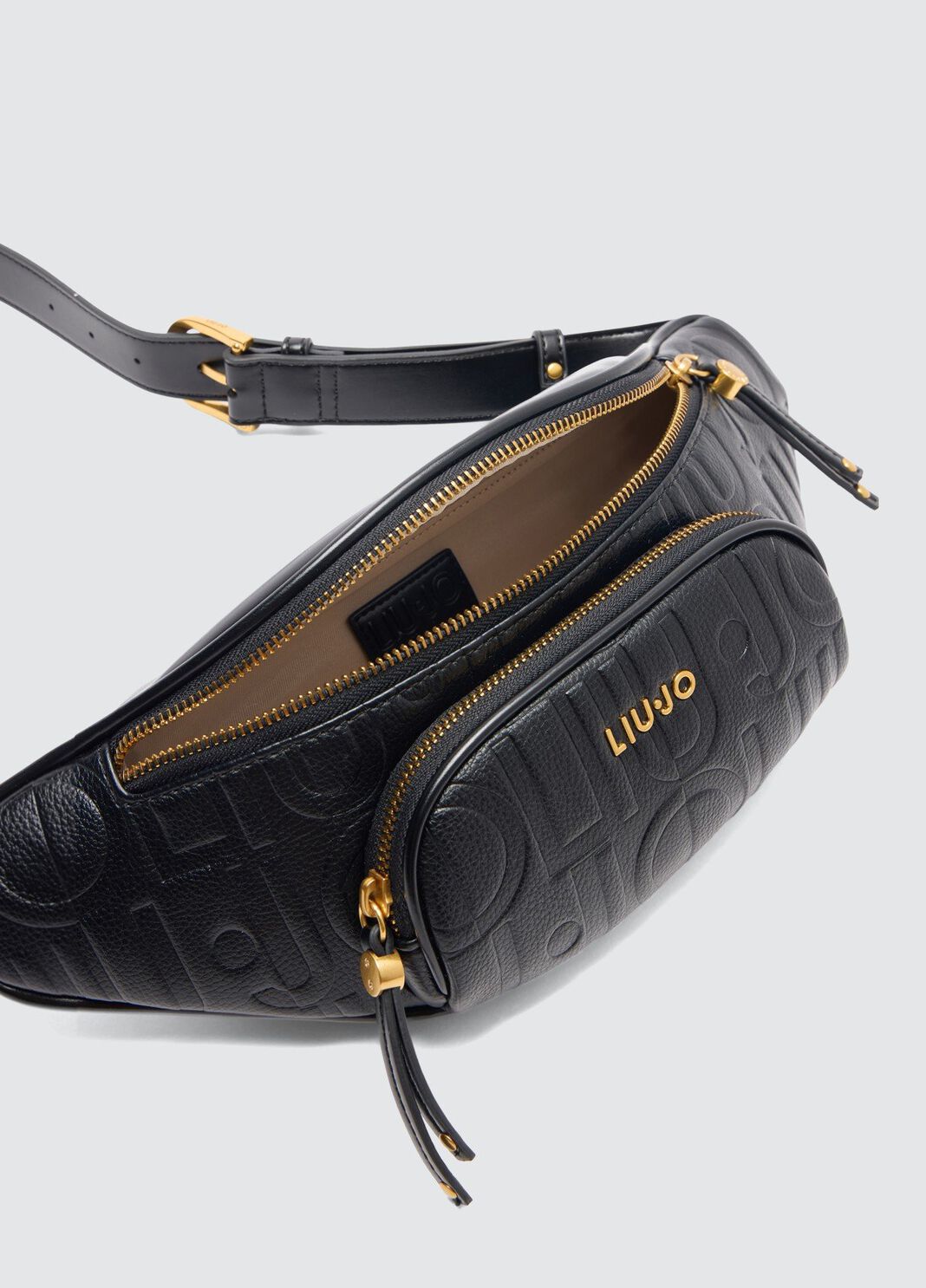 Drummed pouch bag with logo black Liu Jo - large image number 10