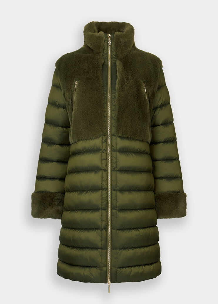 Padded jacket with faux fur inserts olive green Liu Jo - large image number 4 Padded jacket with faux fur inserts olive green Liu Jo - large image number 4