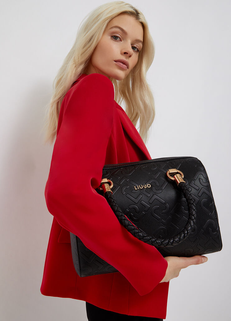 Boston bag with embossed monogram logo black Liu Jo - large image number 1 Boston bag with embossed monogram logo black Liu Jo - large image number 1