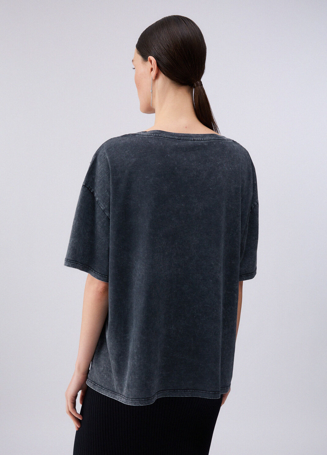 T-shirt avec imprim&eacute; et applications noir Liu Jo - large image number 1