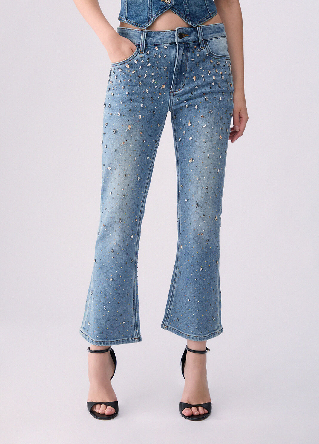 Bootcut jeans with rhinestones light denim Liu Jo - large image number 0