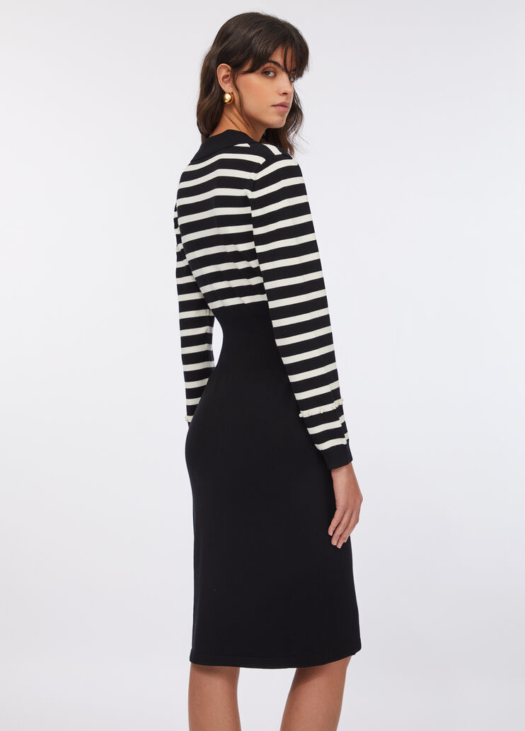 Vestido de punto a rayas negro Liu Jo - large image number 1