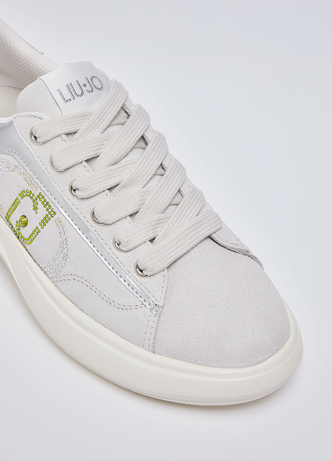 Sneakers en daim avec strass blanc cass&eacute; Liu Jo - large image number 4