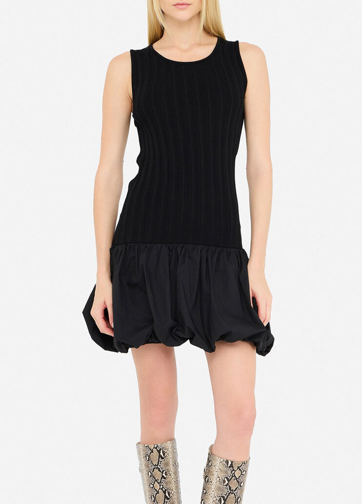 Kurzes Kleid aus Strick und Popeline Schwarz Liu Jo - medium