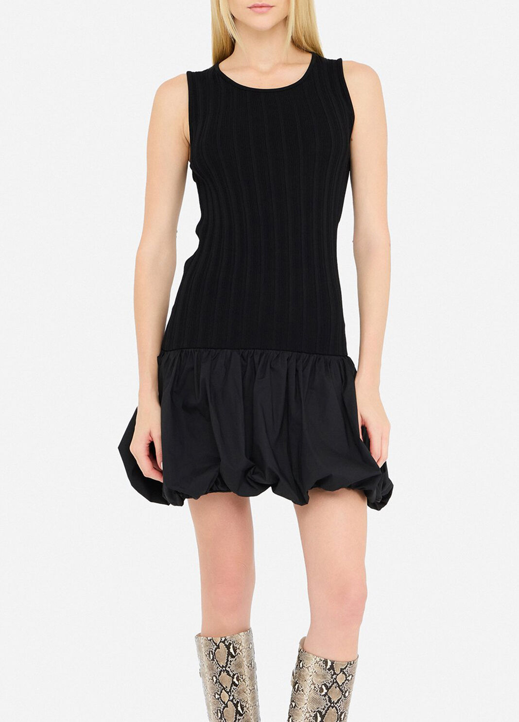 Kurzes Kleid aus Strick und Popeline Schwarz Liu Jo - large image number 0