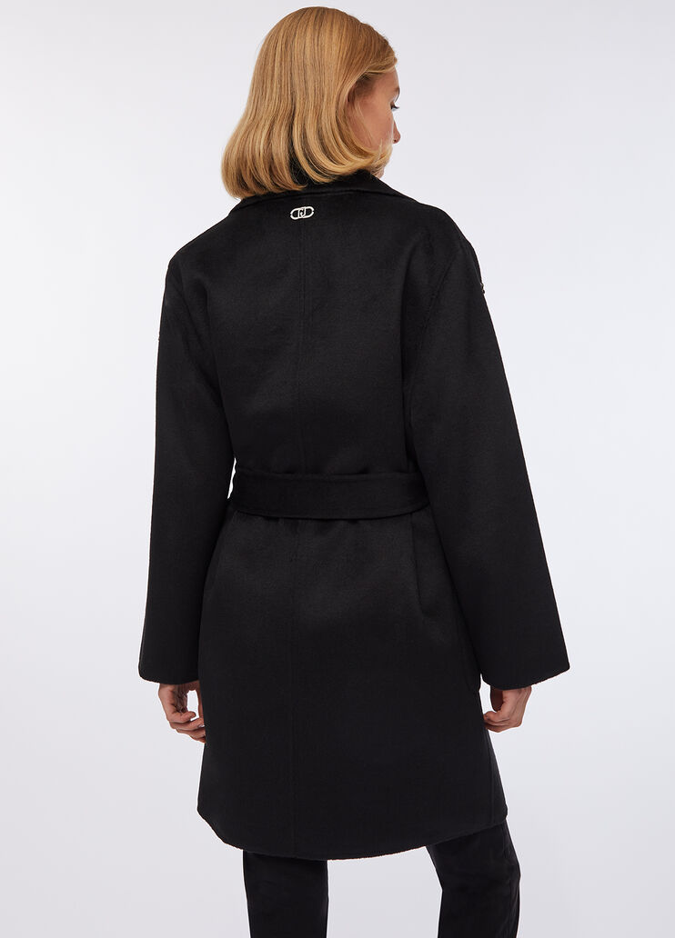 Abrigo de lana con bordados de pedrería negro Liu Jo - large image number 1