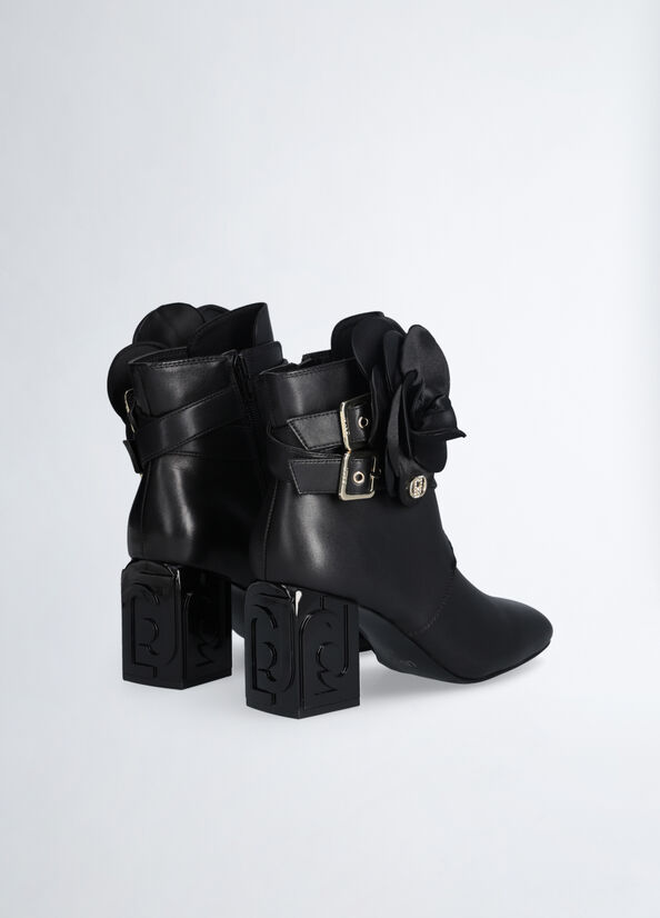 Bottines en cuir avec fleur noir Liu Jo - large image number 1