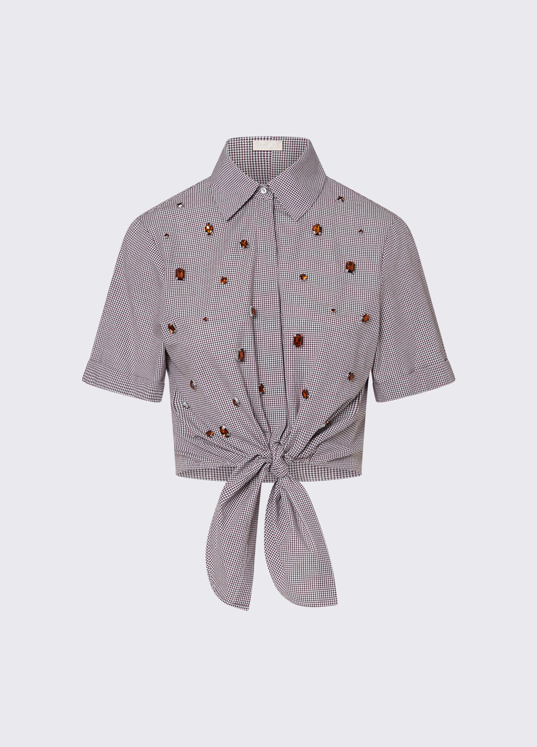 Camicia in vichy con ricami gioiello vichy marrone Liu Jo - large image number 6