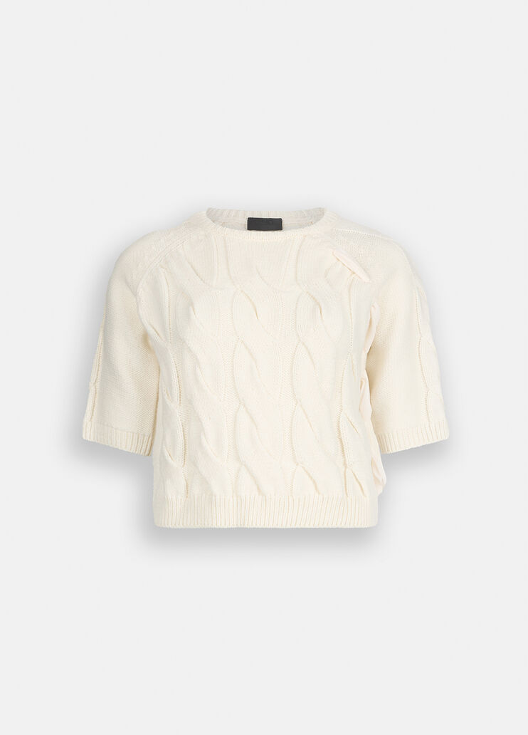 Cable knit wool sweater white Liu Jo - large image number 6 Cable knit wool sweater white Liu Jo - large image number 6