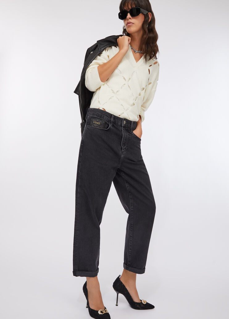 Boyfriend jeans with quilted pocket black denim Liu Jo - medium