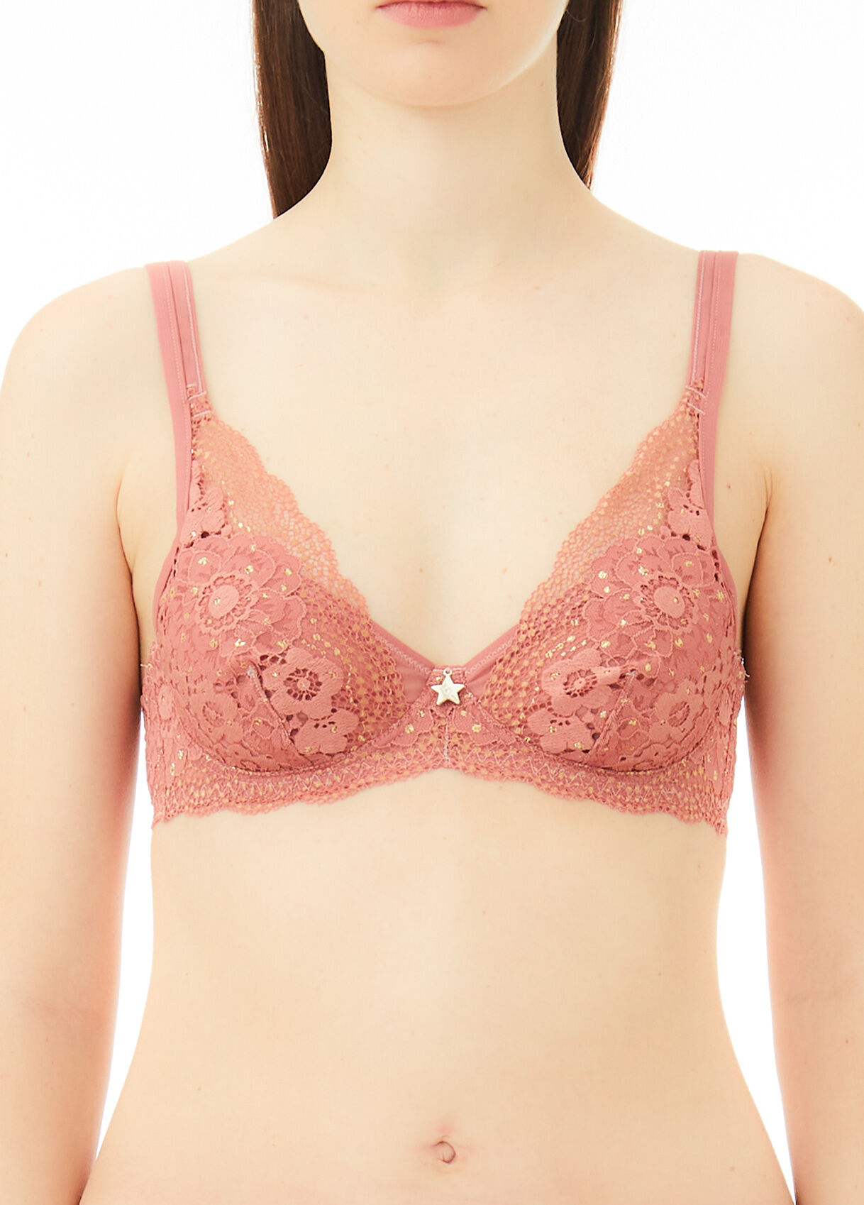 Pink lace bra