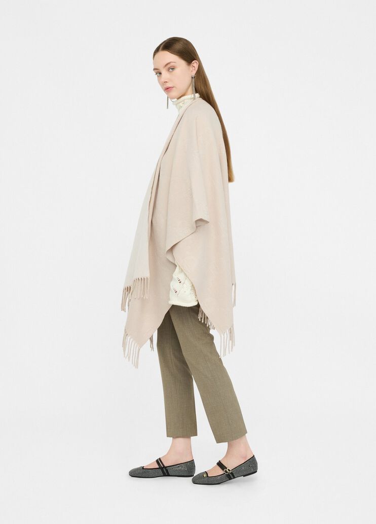 Poncho with logo and fringes oat Liu Jo - medium Poncho with logo and fringes oat Liu Jo - medium