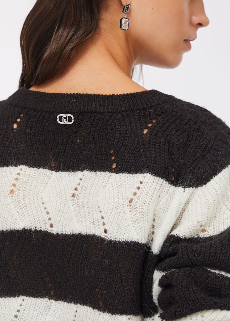 Striped wool and alpaca sweater black Liu Jo - large image number 4