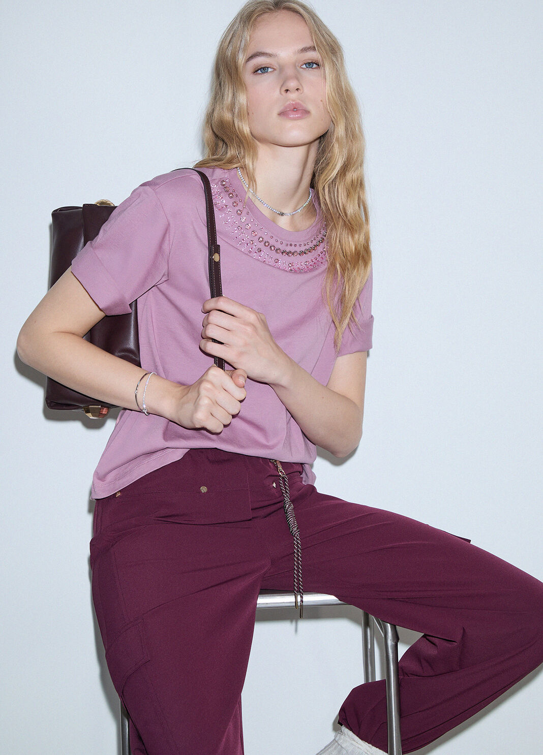 T-shirt mit Schmuckstickereien rosa Liu Jo - large image number 3