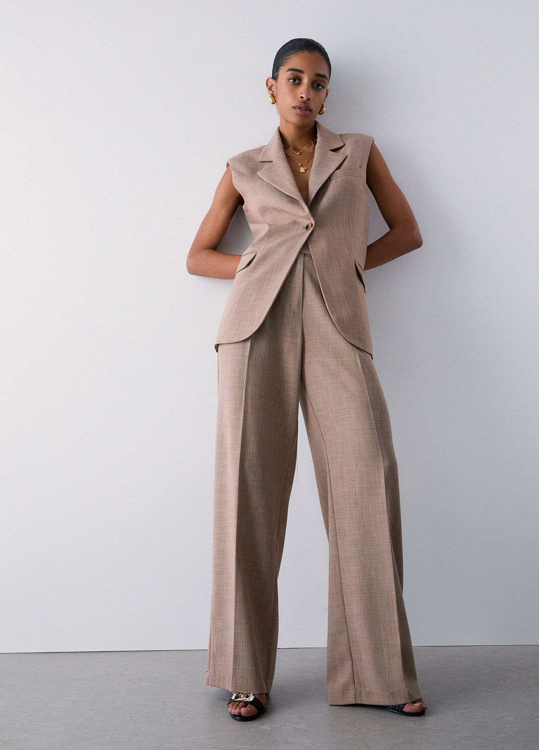 Palazzohose aus Melange-Stoff Biscuit Liu Jo - large image number 2