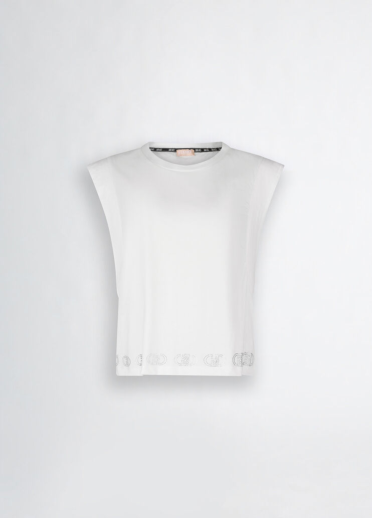 Cotton top white Liu Jo - large image number 6 Cotton top white Liu Jo - large image number 6