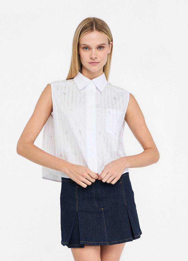 Cotton top with rhinestones white Liu Jo - medium Cotton top with rhinestones white Liu Jo - medium