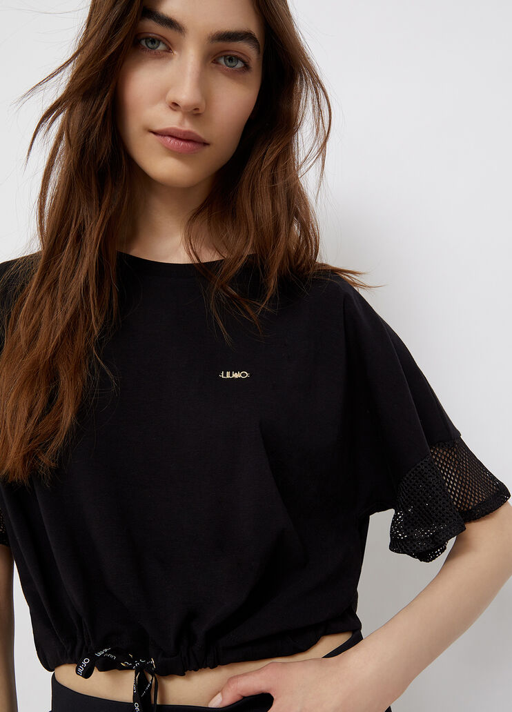 T-shirt with mesh inserts black Liu Jo - large image number 2