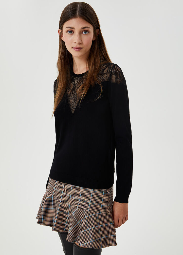 Jumper with lace insert Black Liu Jo - large image number 0