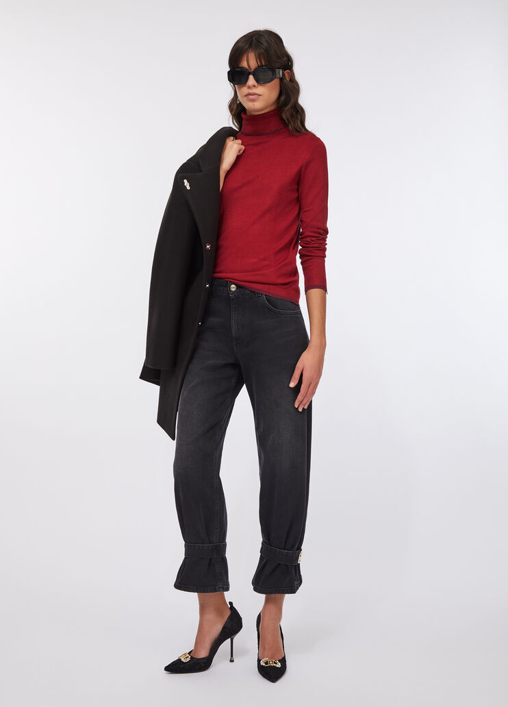 Джинсы-бананы с высокой посадкой черный деним Liu Jo - large image number 5